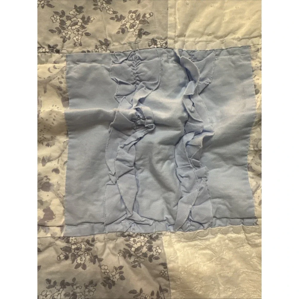 Simply Shabby Chic Pillow Sham Set Pair STANDARD Bohemian Patchwork Quilted Blue